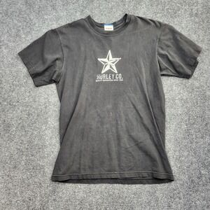 Vintage Hurley Shirt Mens Medium Black‎ Star Logo Graphic Tee Surf Skate Y2K